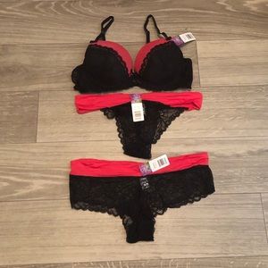❗️38b red black push up bra set matching XL panties